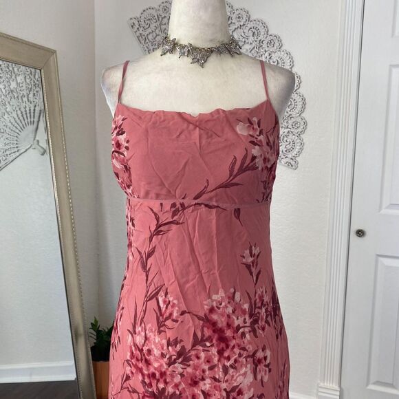 Ann Taylor Silk Romantic Pink Purple Fairy Rose Flower Print Midi Mini Dress S P - Picture 3 of 7